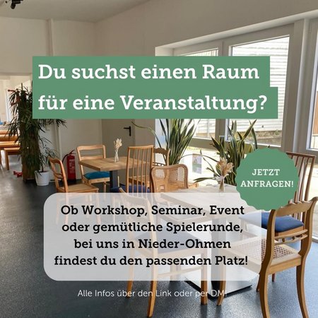 Du bist auf der Suche nach einer passenden Räumlichkeit? 🏠

Ob Workshop, Strickabend oder Event, bei uns findest du den passenden Raum für deine Ideen! ✨

📩 Für weitere Informationen schreib uns gerne eine DM! 💚