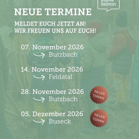 🌳 Noch mehr Termine für unsere Baumpflanzaktionen! 
Wir brauchen noch eure Unterstützung! 🌱
Ob groß oder klein, jede helfende Hand zählt. 🫶

Jetzt anmelden und gemeinsam Bäume pflanzen!

📩 Anmeldung und weitere Infos und info@klimafairein.de

#klima #baumpflanzaktion #regional #klimaschutz #klimafairein