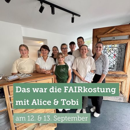 Was braucht es, um so etwas auf die Beine zu stellen? Einen leckeren Brunch mit regionalen Produkten, viele tolle Gäste und vor allem ganz viel Teamwork. 💚🌿

Die FAIRkostung mit Alice & Tonbi am 12. und 13. September war eine besondere Veranstaltung zugunsten des klimafaireins. 🫶

Danke an alle, die uns besucht haben, und natürlich an Alice & Tobi sowie alle Helfer*Innen, die das alles möglich gemacht haben! 💚